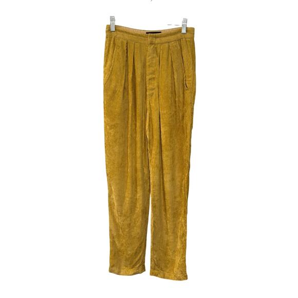 Isabel Marant 2 Fany Velvet Corduroy Pants $660 High Rise Pleated Dusty Yellow - Picture 3 of 15